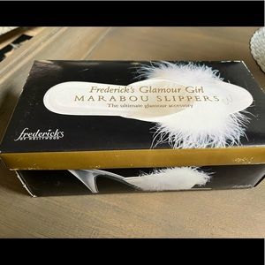 Vintage Fredericks of Hollywood Glamour Girl Sz 10 Red Marabou Slippers/Heels